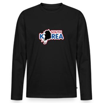 Corée du Nord Corée du Sud drapeau cadeau - T-shirt manches longues Premium bio Homme - noir - Devant - Nico (187cm)