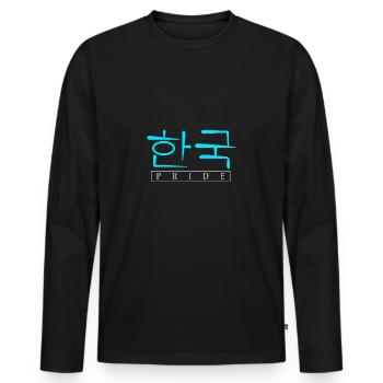Corée du Nord Corée du Sud Asie Corée cadeau - T-shirt manches longues Premium bio Homme - noir - Devant - Nico (187cm)