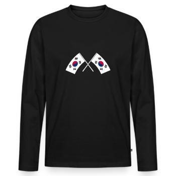 North Korea South Korea Asia Flag Gift - Men's Premium Organic Long Sleeve Shirt - black - Front - Nico (187cm)