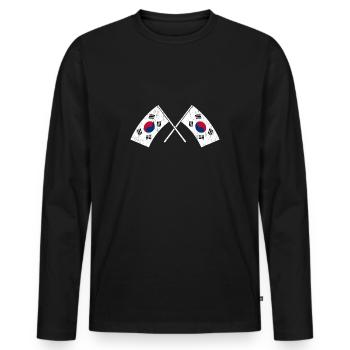 Corée du Nord Corée du Sud Asie Drapeau Corée - T-shirt manches longues Premium bio Homme - noir - Devant - Nico (187cm)