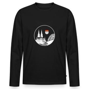 Kölner Dom - Männer Premium Bio Langarmshirt - Schwarz - Vorne - Nico (187cm)