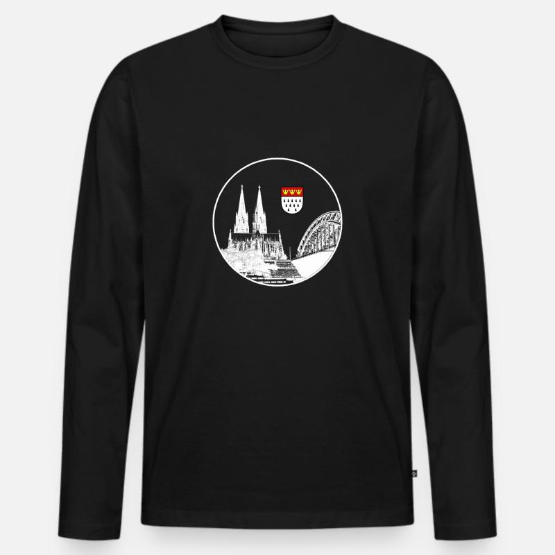 Kölner Dom - Männer Premium Bio Langarmshirt - Schwarz