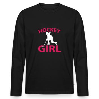 Hockey girl girl rondelle de hockey sur glace - T-shirt manches longues Premium bio Homme - noir - Devant - Nico (187cm)