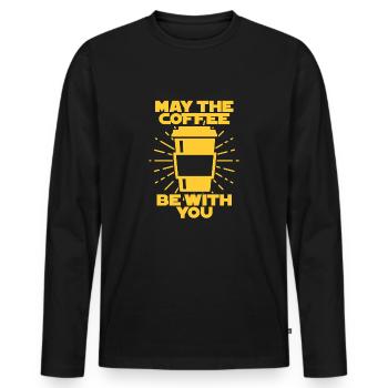 May the Force be with you Geschenk Kaffe Coffee - Männer Premium Bio Langarmshirt - Schwarz - Vorne - Nico (187cm)