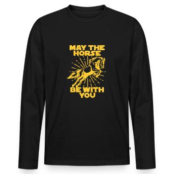 May the Force be with you Geschenk Pferd Horse - Männer Premium Bio Langarmshirt - Schwarz - Vorne - Nico (187cm)