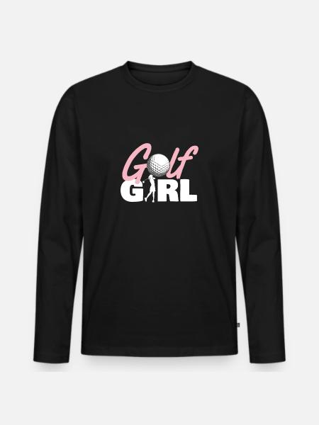 Golf Girl - Golf - Männer Premium Bio Langarmshirt - Schwarz
