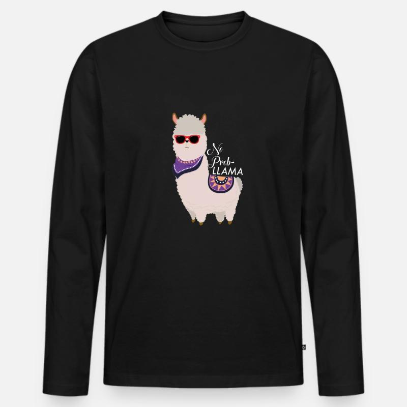 Kein Problem - Cooles Alpaka Lama - Männer Premium Bio Langarmshirt - Schwarz