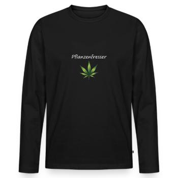 Herbivore - gift idea cannabis / hemp - Men's Premium Organic Long Sleeve Shirt - black - Front - Nico (187cm)