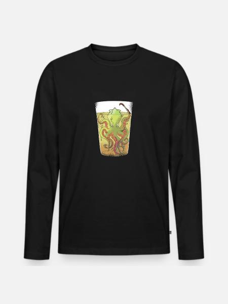 Kraken in einem Bierglas - Männer Premium Bio Langarmshirt - Schwarz
