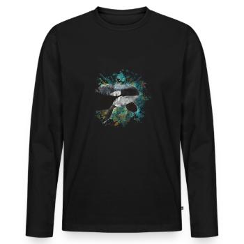 Delfin Orca Shirt Watercolor - T-shirt manches longues Premium bio Homme - noir - Devant - Nico (187cm)