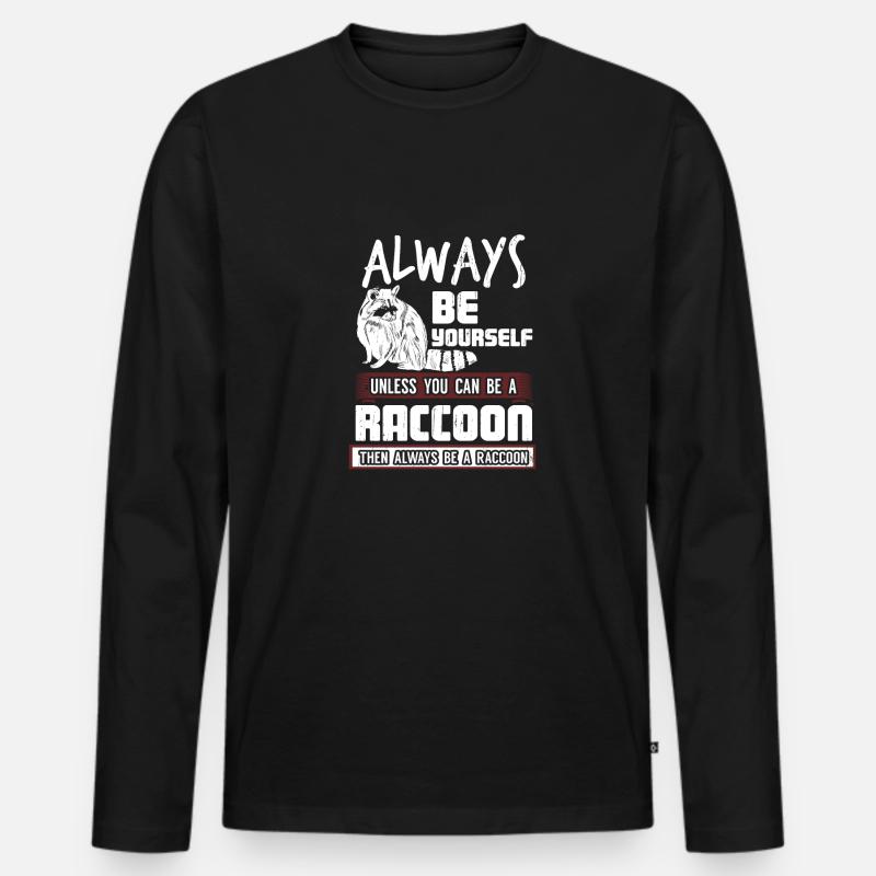 Waschbär - Männer Premium Bio Langarmshirt - Schwarz