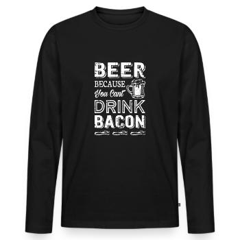bière drôle disant barbecue barman pub - T-shirt manches longues Premium bio Homme - noir - Devant - Nico (187cm)