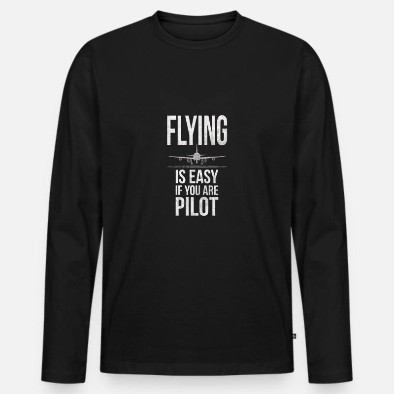 Fliegen - Männer Premium Bio Langarmshirt - Schwarz