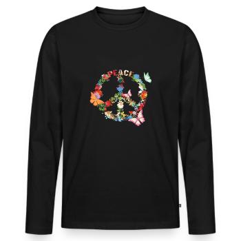 peace - Männer Premium Bio Langarmshirt - Schwarz - Vorne - Nico (187cm)