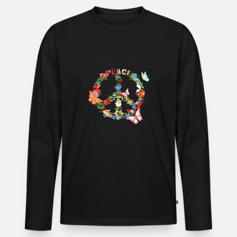 peace - Männer Premium Bio Langarmshirt - Schwarz