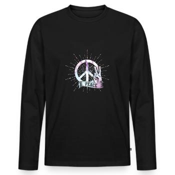 peace - Männer Premium Bio Langarmshirt - Schwarz - Vorne - Nico (187cm)