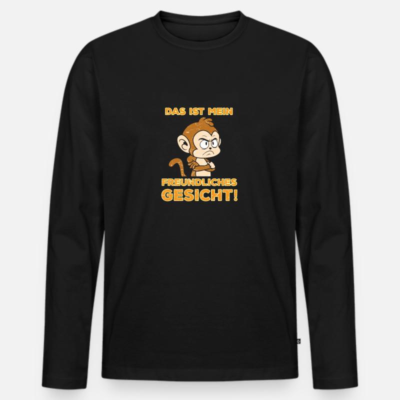 Freundlicher Affe - Männer Premium Bio Langarmshirt - Schwarz