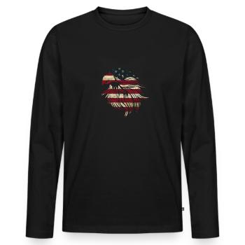 American Eagle USA Flag - Men's Premium Organic Long Sleeve Shirt - black - Front - Nico (187cm)