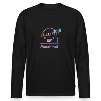 Maschine Fitness Sport Hantel Studio - Männer Premium Bio Langarmshirt - Schwarz - Vorne - Nico (187cm)