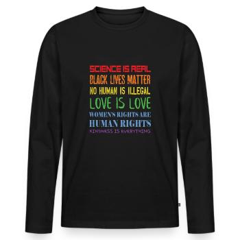 Political issues - Human rights - Democracy - Men's Premium Organic Long Sleeve Shirt - black - Front - Nico (187cm)