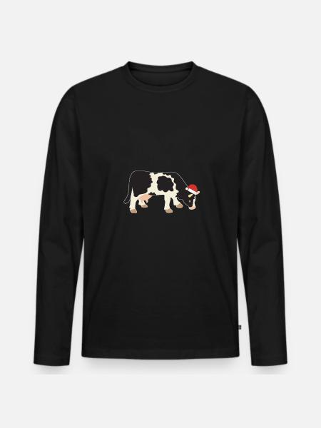 Cow Christmas Dairy Farm Gift Milk - Men's Premium Organic Long Sleeve Shirt - black