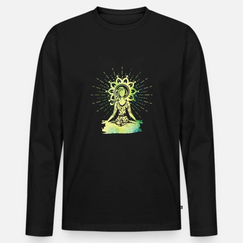 yoga - Männer Premium Bio Langarmshirt - Schwarz