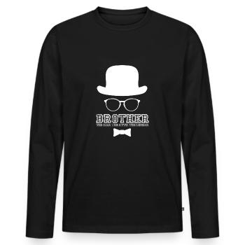 big brother hipster vintage gift - Men's Premium Organic Long Sleeve Shirt - black - Front - Nico (187cm)