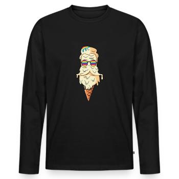 ice cream - Men's Premium Organic Long Sleeve Shirt - black - Front - Nico (187cm)