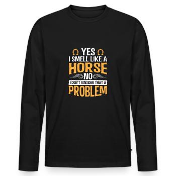 Je sens comme un cadeau drôle de cheval pour amoureux des chevaux - T-shirt manches longues Premium bio Homme - noir - Devant - Nico (187cm)