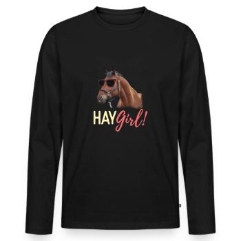 Hay Girl Equitation Amoureux des chevaux - T-shirt manches longues Premium bio Homme - noir - Devant - Nico (187cm)