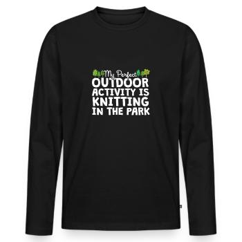 Tricot dans le parc - T-shirt manches longues Premium bio Homme - noir - Devant - Nico (187cm)