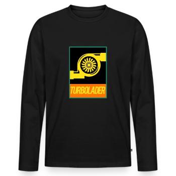 Turbolader - Big Boost! - Männer Premium Bio Langarmshirt - Schwarz - Vorne - Nico (187cm)