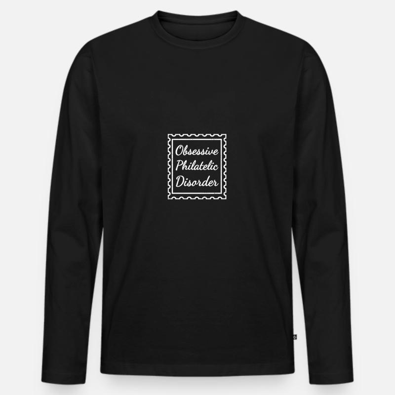 Briefmarken - Männer Premium Bio Langarmshirt - Schwarz