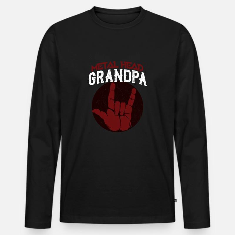Metall Opa - Männer Premium Bio Langarmshirt - Schwarz