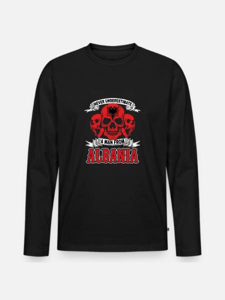Skull Albania Albanian flag gift - Men's Premium Organic Long Sleeve Shirt - black