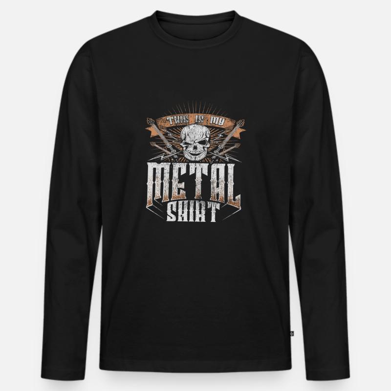 Metal Rock Skelett - Männer Premium Bio Langarmshirt - Schwarz