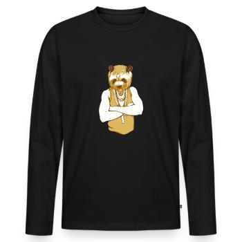 Bear gangster - Men's Premium Organic Long Sleeve Shirt - black - Front - Nico (187cm)