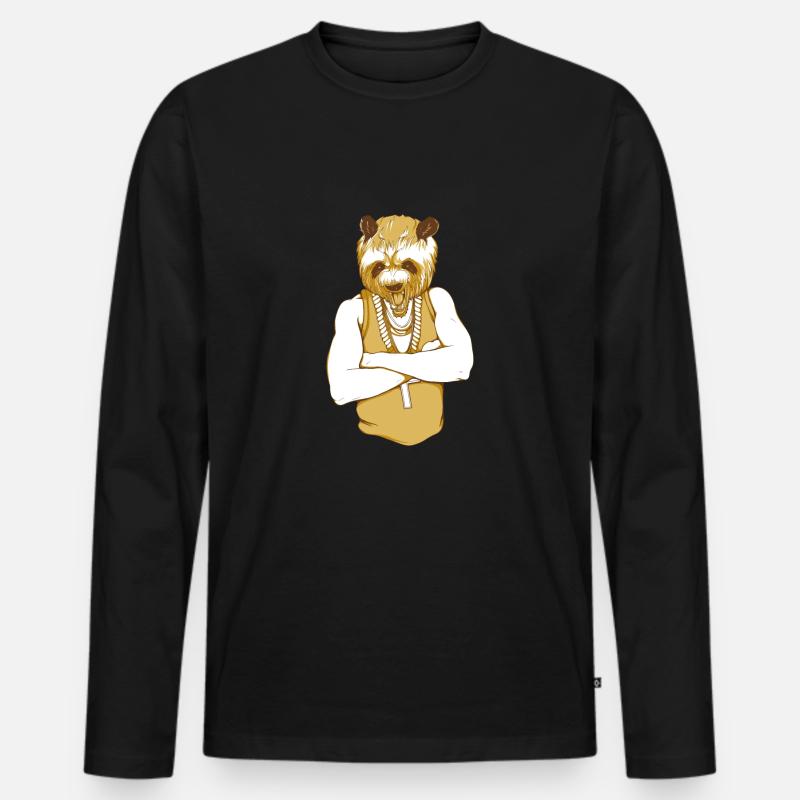 Bär Gangster - Männer Premium Bio Langarmshirt - Schwarz
