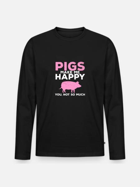 pig - Men's Premium Organic Long Sleeve Shirt - black