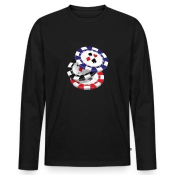 Poker Texas Holdem Pokerface Casino Tout à Vegas - T-shirt manches longues Premium bio Homme - noir - Devant - Nico (187cm)