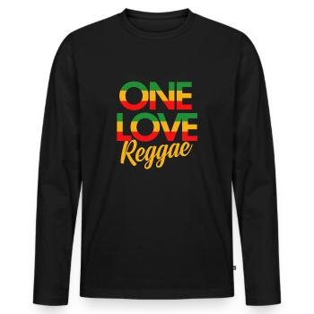Love Reggae Music Genre - Men's Premium Organic Long Sleeve Shirt - black - Front - Nico (187cm)