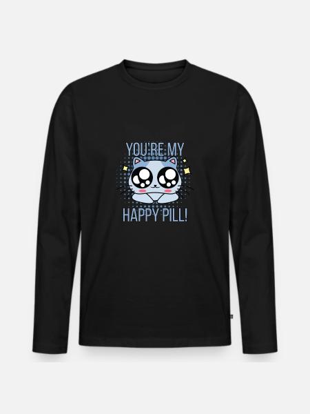 Happy pill happy cat - Men's Premium Organic Long Sleeve Shirt - black
