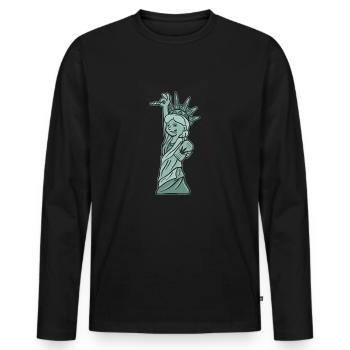 Statue de la Liberté Joint High Cannabis Weed Herbe - T-shirt manches longues Premium bio Homme - noir - Devant - Nico (187cm)