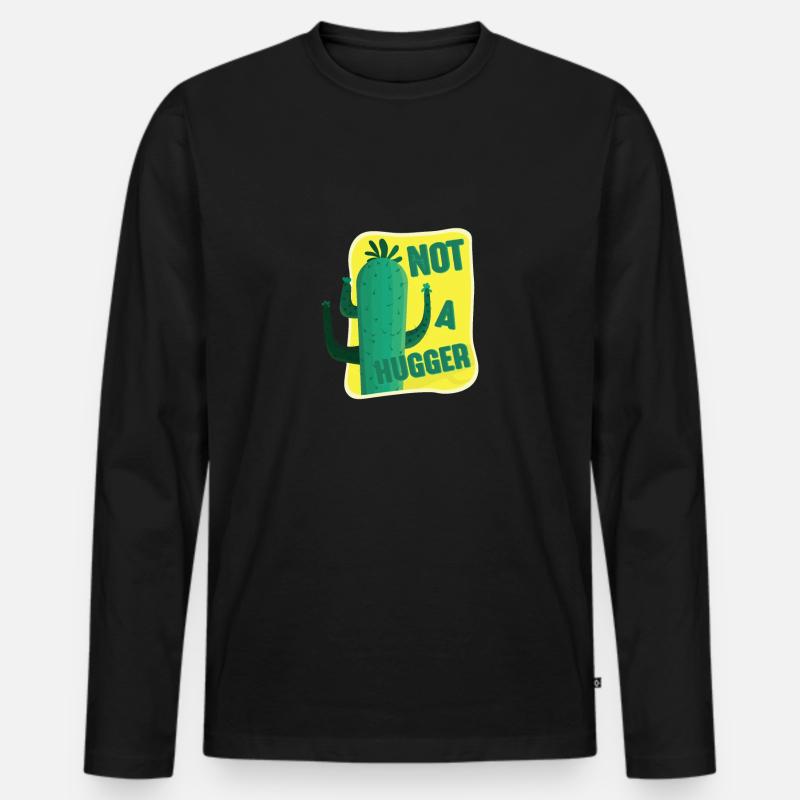 Kein Hugger-Kaktus - Männer Premium Bio Langarmshirt - Schwarz