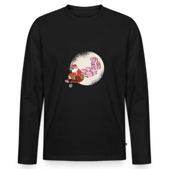 Santa and Pigs - Weihnachtsmann mit Schweinen - Männer Premium Bio Langarmshirt - Schwarz - Vorne - Nico (187cm)