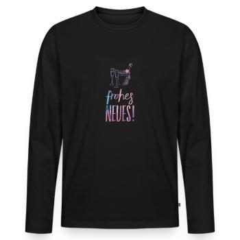 New Year's Eve 2018 T-Shirt Happy New Sparkling Wine Knaller - Men's Premium Organic Long Sleeve Shirt - black - Front - Nico (187cm)
