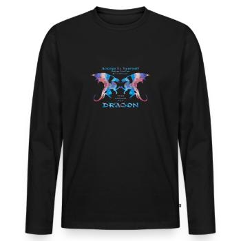 Sei immer du selbst - Sei immer ein Drache - Männer Premium Bio Langarmshirt - Schwarz - Vorne - Nico (187cm)