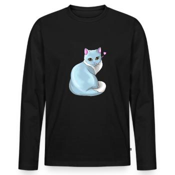 Amour chat cadeau amoureux des animaux chat siamois miaou - T-shirt manches longues Premium bio Homme - noir - Devant - Nico (187cm)