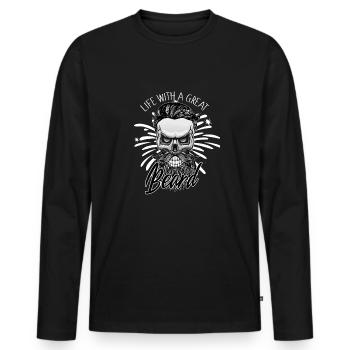 Life with a great Beard - T-shirt manches longues Premium bio Homme - noir - Devant - Nico (187cm)