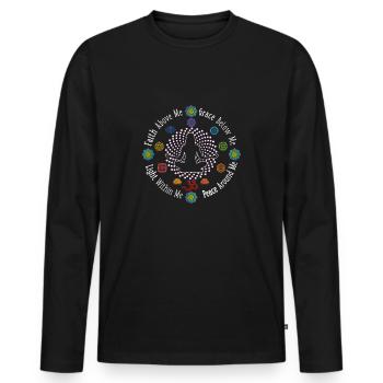 Meditation - Men's Premium Organic Long Sleeve Shirt - black - Front - Nico (187cm)